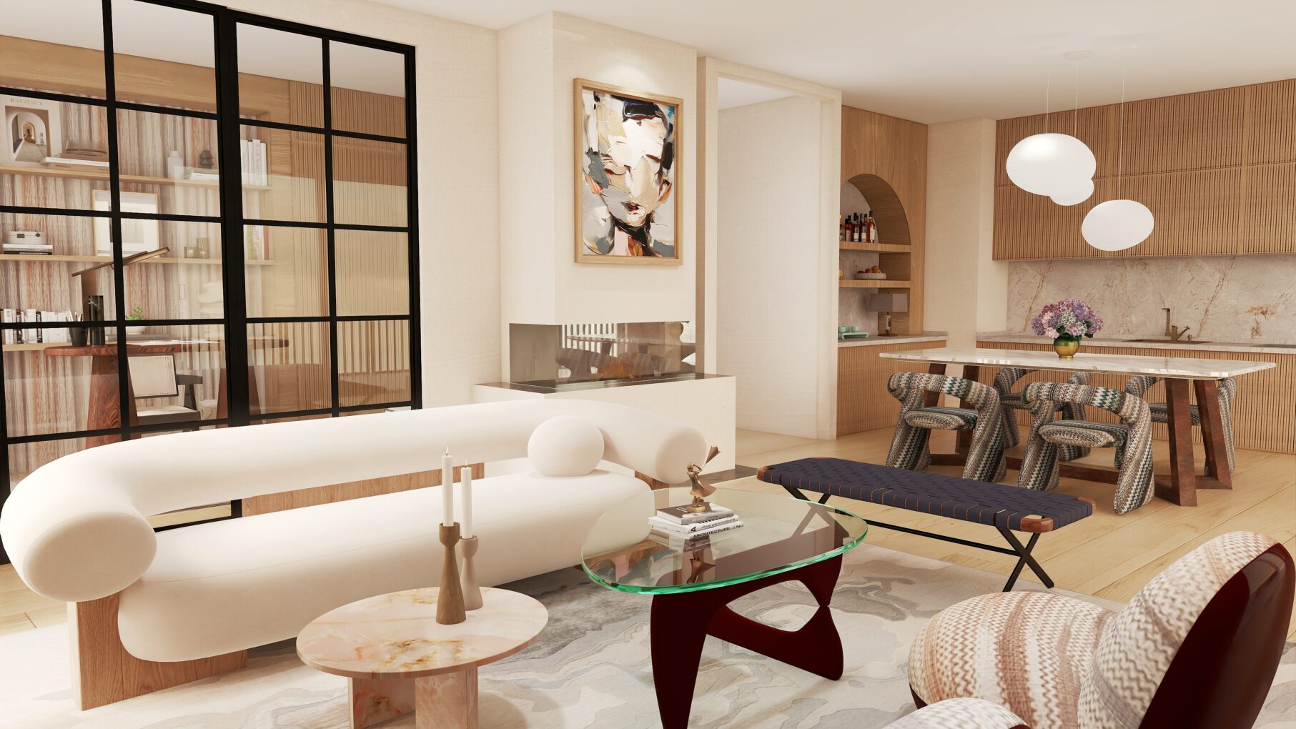 Wohnzimmer im Penthouse-Projekt